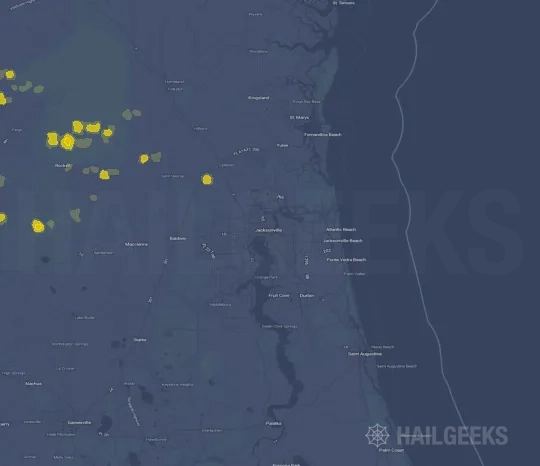 Hail map for Jacksonville, FL
