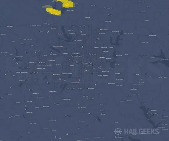 Hail map for Dallas, TX