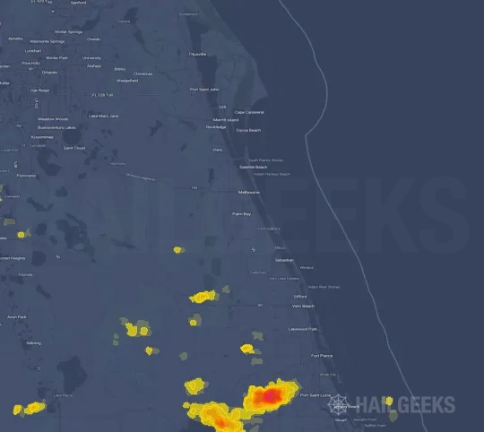 Hail map for Palm Bay, FL