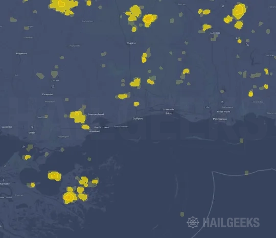 Hail map for Gulfport, MS