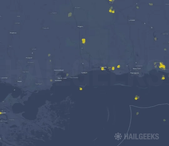 Hail map for Gulfport, MS
