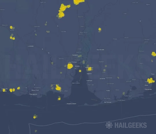 Hail map for Mobile, AL