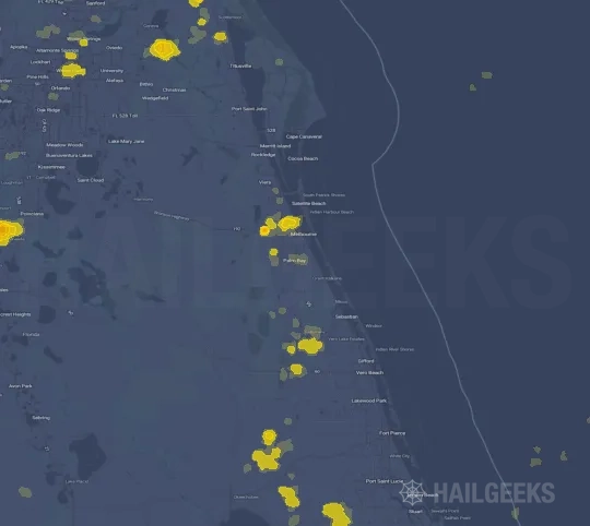 Hail map for Palm Bay, FL