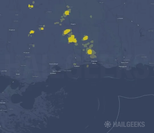 Hail map for Gulfport, MS