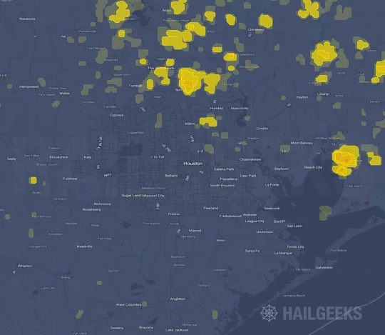 Hail map for Houston, TX