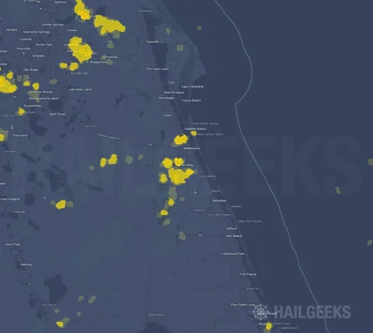 Hail map for Palm Bay, FL