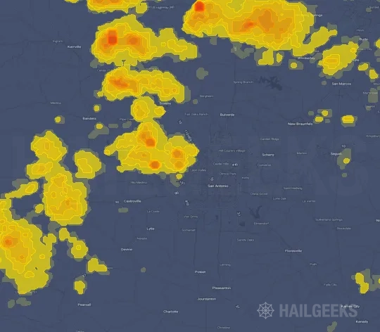 Hail map for San Antonio, TX