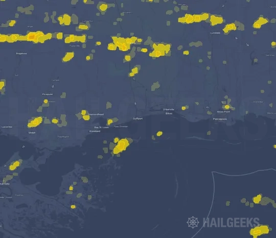 Hail map for Gulfport, MS