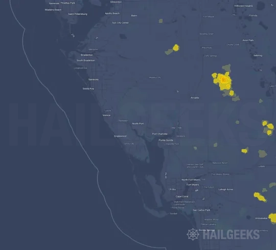 Hail map for North Port, FL
