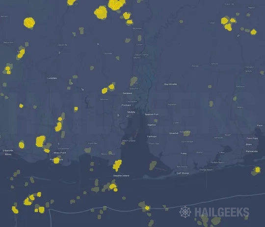 Hail map for Mobile, AL