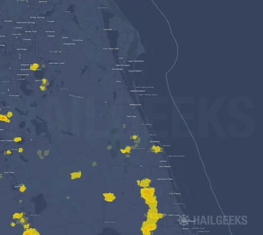 Hail map for Palm Bay, FL