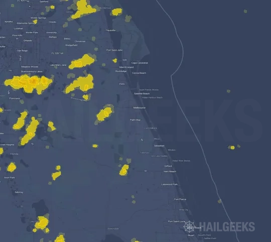 Hail map for Palm Bay, FL