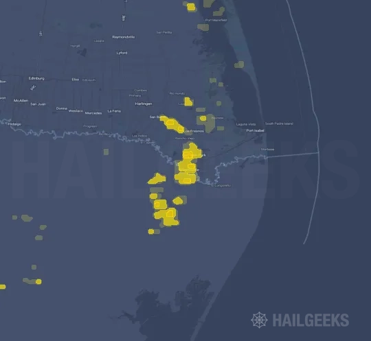 Hail map for Brownsville, TX