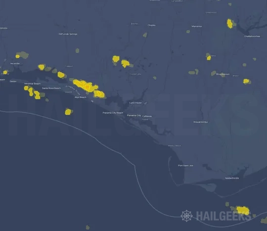 Hail map for Panama City, FL