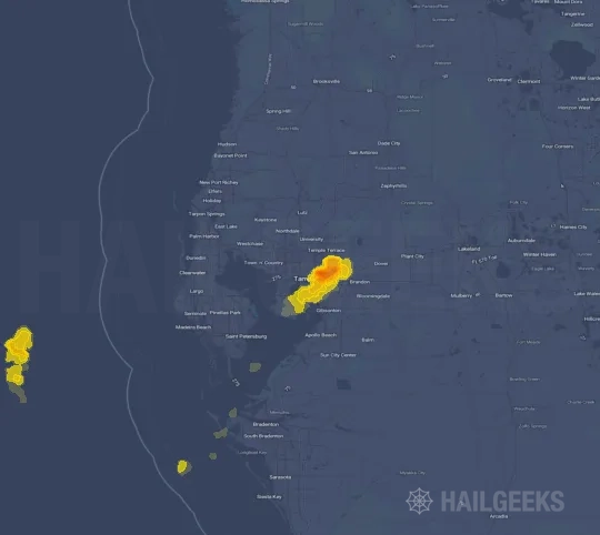 Hail map for Tampa, FL on Jun 2, 2025