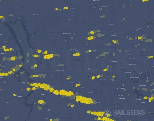 Hail map for Clarksville, TN