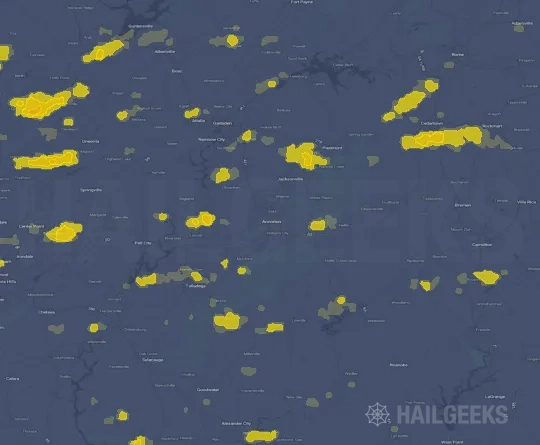 Hail map for Anniston, AL