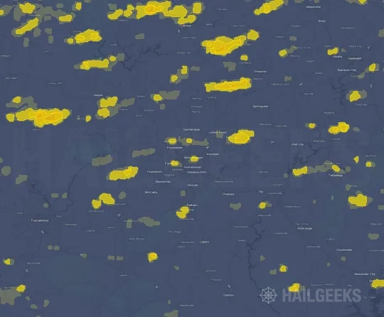 Hail map for Birmingham, AL