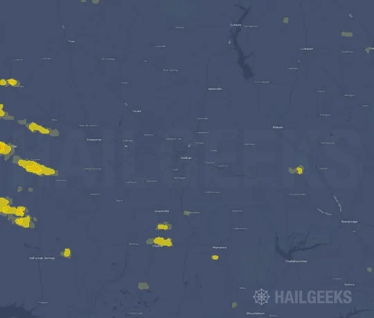 Hail map for Dothan, AL