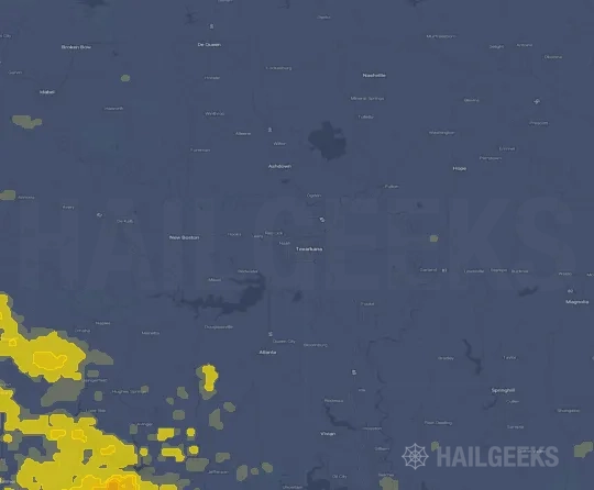 Hail map for Texarkana, TX