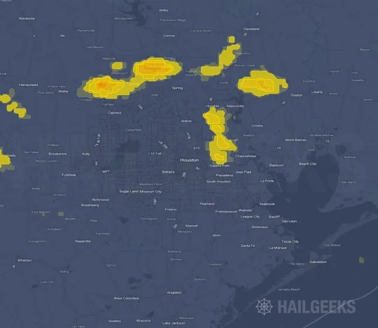 Hail map for Houston, TX