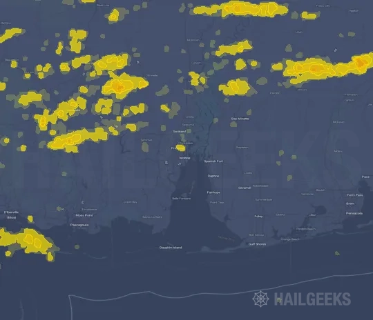 Hail map for Mobile, AL