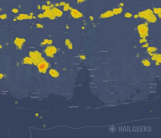 Hail map for Mobile, AL