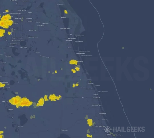 Hail map for Palm Bay, FL