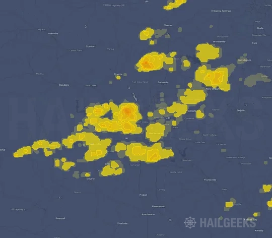 Hail map for San Antonio, TX
