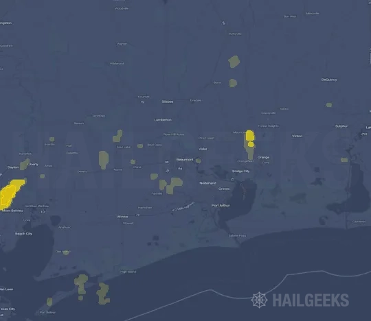 Hail map for Beaumont, TX