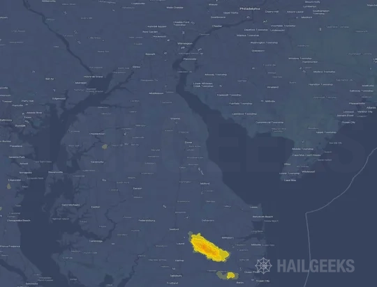 Hail map for Dover, DE