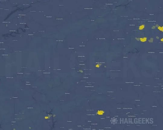Hail map for Asheville, NC