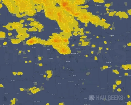 Hail map for Oklahoma City, OK