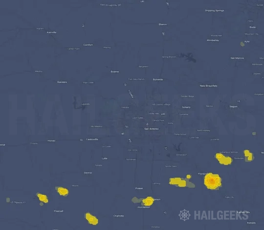 Hail map for San Antonio, TX