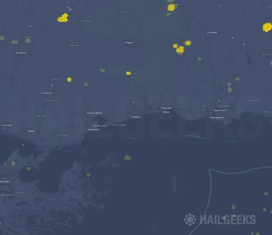 Hail map for Gulfport, MS