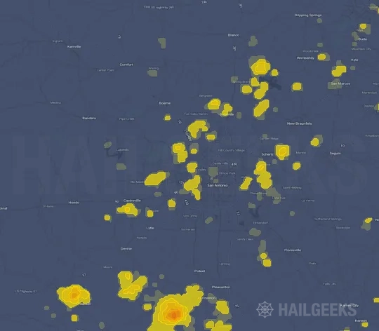 Hail map for San Antonio, TX