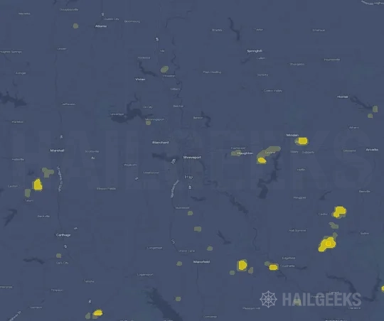 Hail map for Shreveport, LA