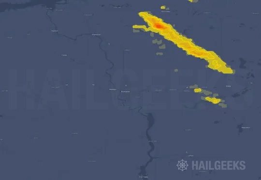 Hail map for Bismarck, ND