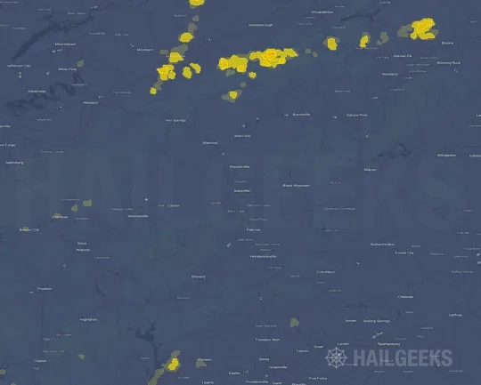 Hail map for Asheville, NC