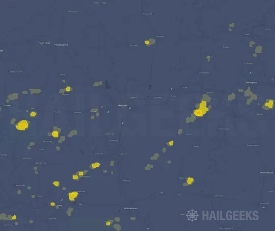 Hail map for Meridian, MS