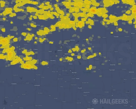 Hail map for Oklahoma City, OK