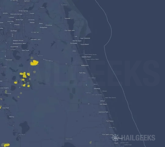 Hail map for Palm Bay, FL