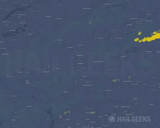 Hail map for Asheville, NC