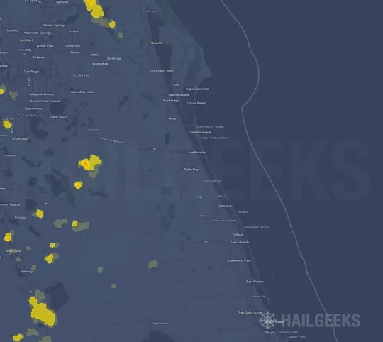Hail map for Palm Bay, FL