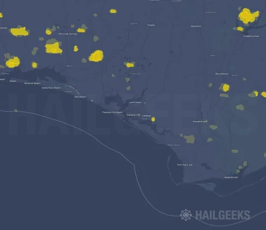 Hail map for Panama City, FL