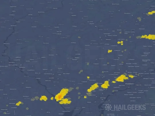 Hail map for Reading, PA