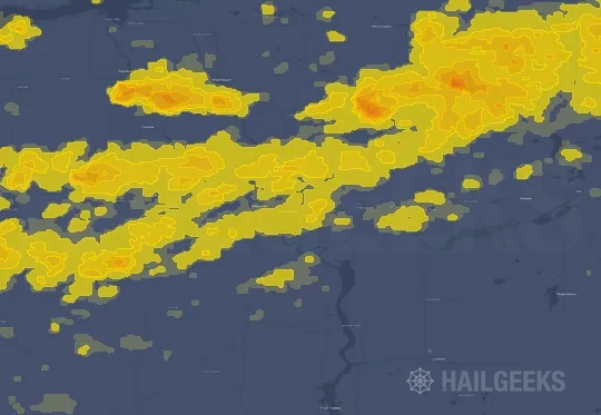 Hail map for Bismarck, ND