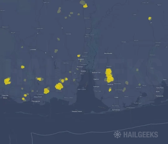 Hail map for Mobile, AL