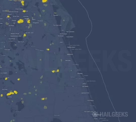 Hail map for Palm Bay, FL