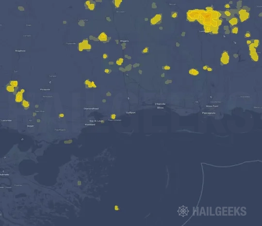 Hail map for Gulfport, MS